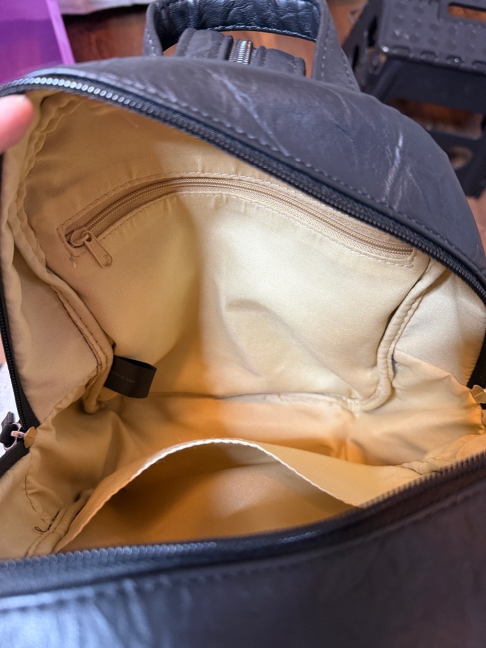 Stone & Co. Black Faux Leather Mini Backpack with Front Zip Pockets - Picture 6 of 6